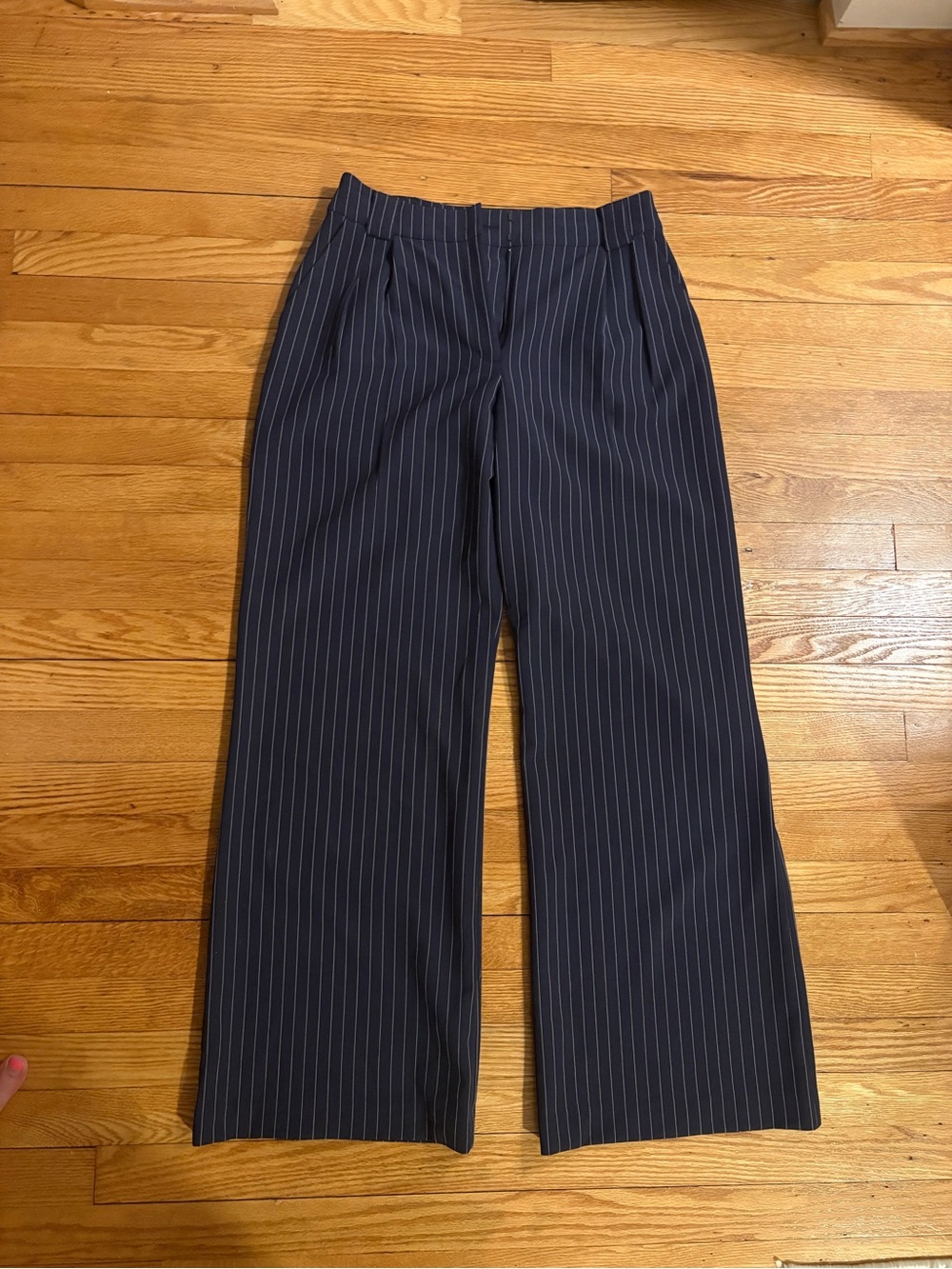 Express Navy Pinstripe Wide-Leg Trousers